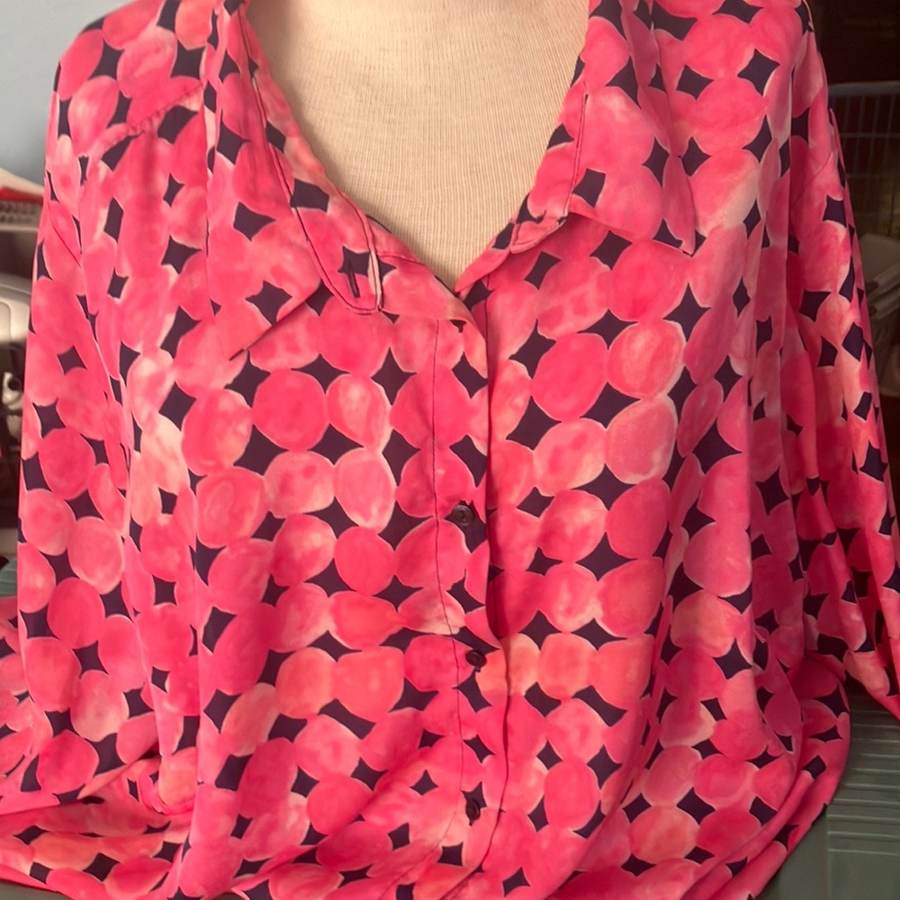 Liz Claiborne Pink Notched Collar Blouse